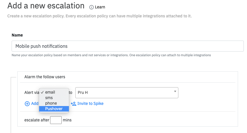 Add Pushover to your escalation policy on Spike.sh