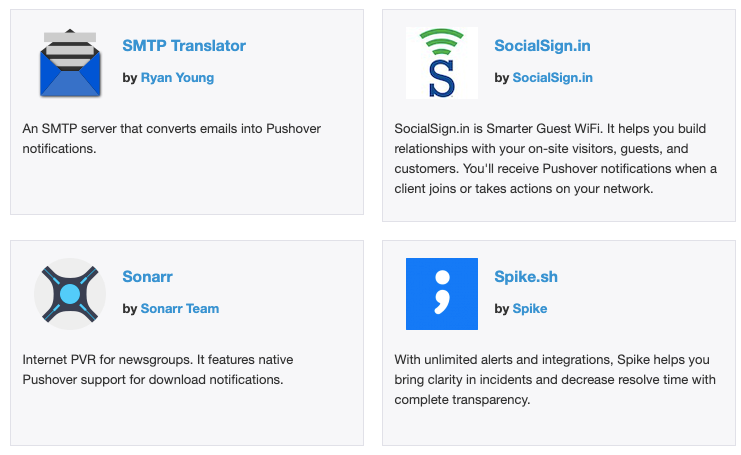 Pushover integrations list