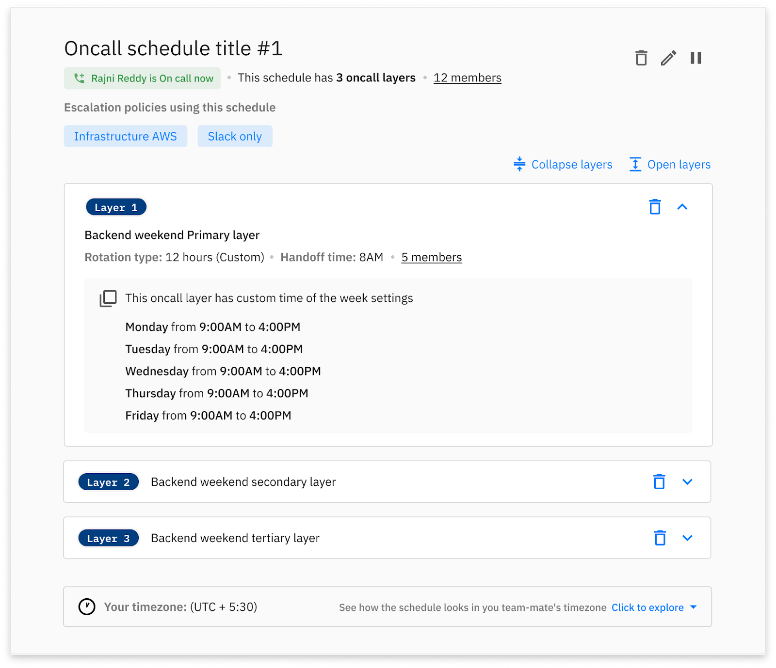 View details of on-call schedule