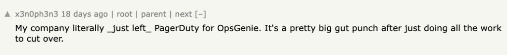 OpsGenie user reacting to its shutdown on Hacker News.