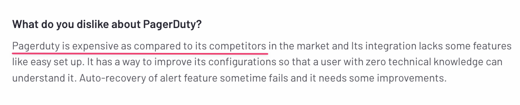 User about PagerDuty pricing on G2