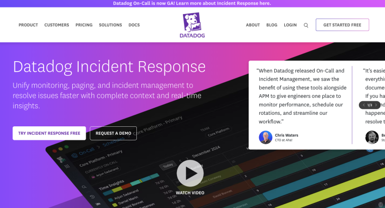 Datadog Oncall's landing page