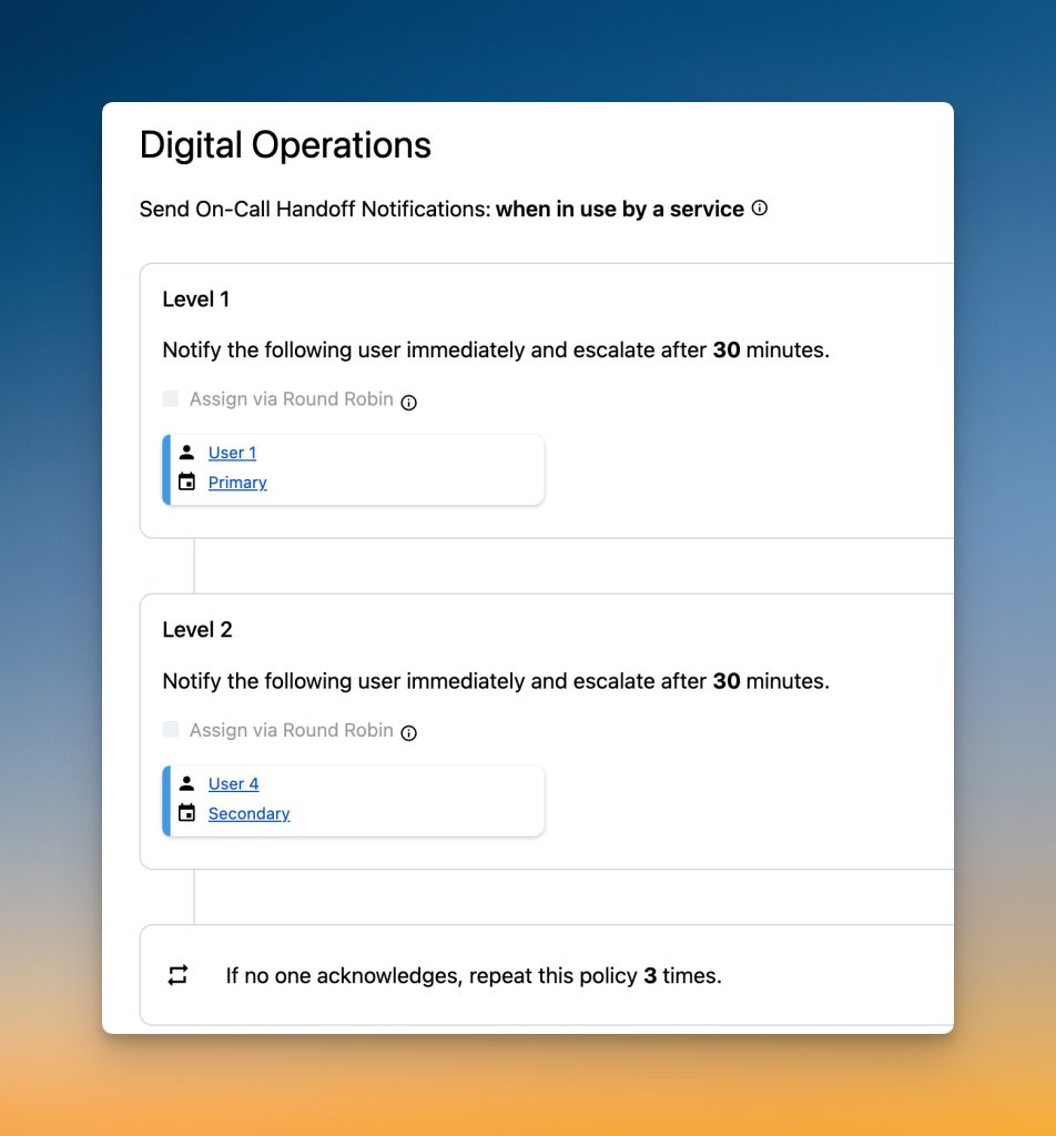 Creating escalation policy on PagerDuty
