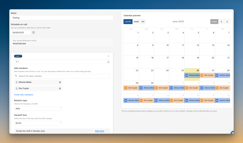 Creating on-call schedule in Spike
