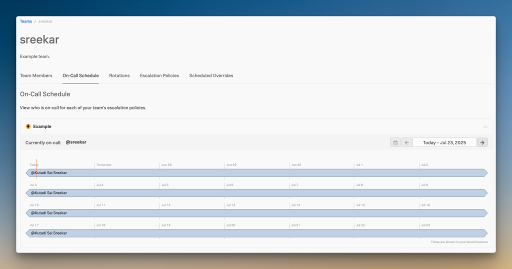 Splunk OnCall’s dashboard