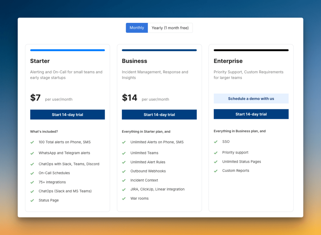 Spike’s pricing page