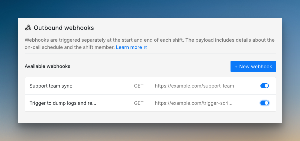 On-shift webhook triggers in Spike