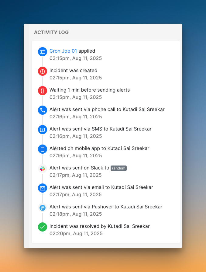 Single, unified incident log of Spike
