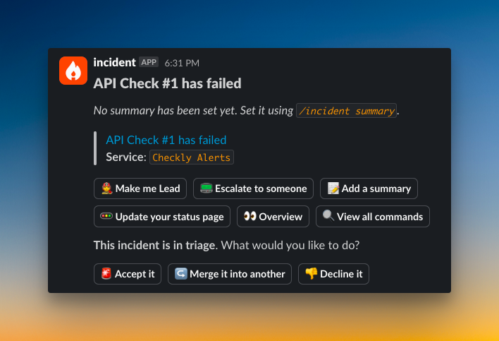 Alert on Slack (Incident.io)