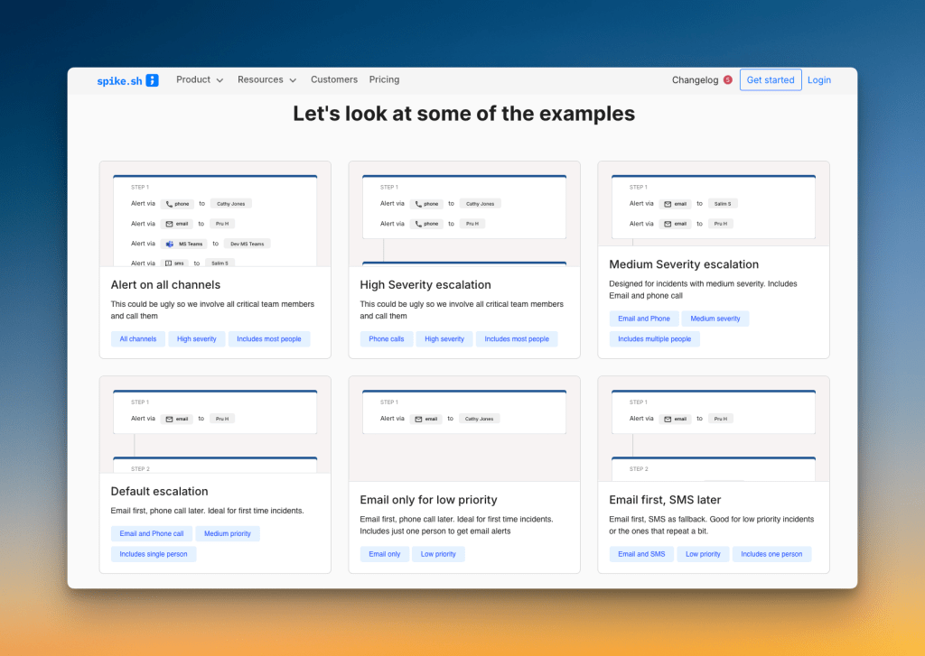 Spike's escalation policy templates