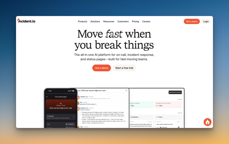 Incident.io's homepage