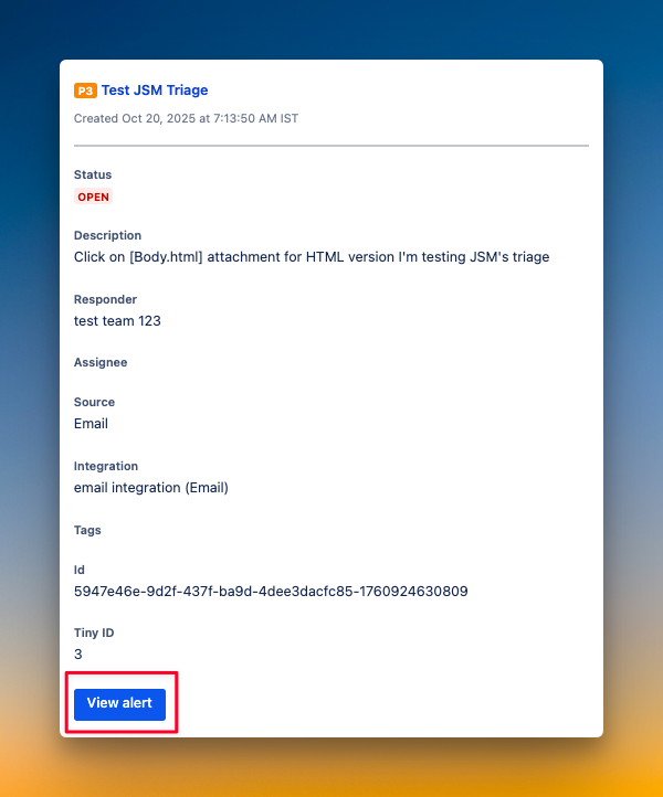 No option to ack/res by replying to the email alert. Can only view the alert.