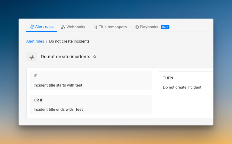 An example of an alert rule to reduce noise (Spike)
