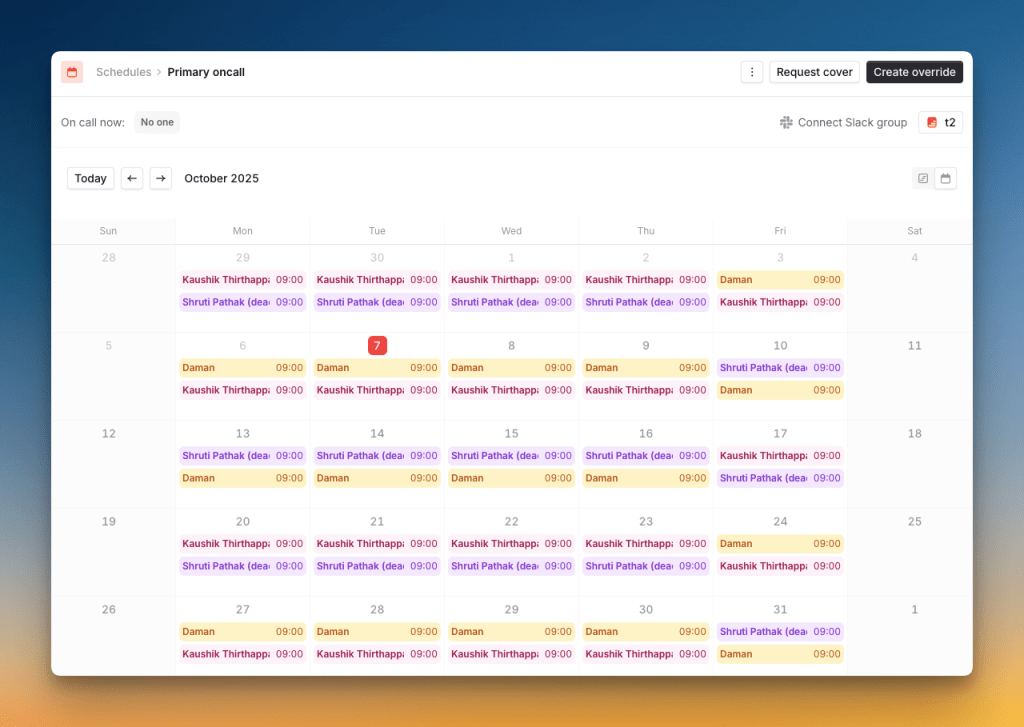 On-call schedule on Incident.io