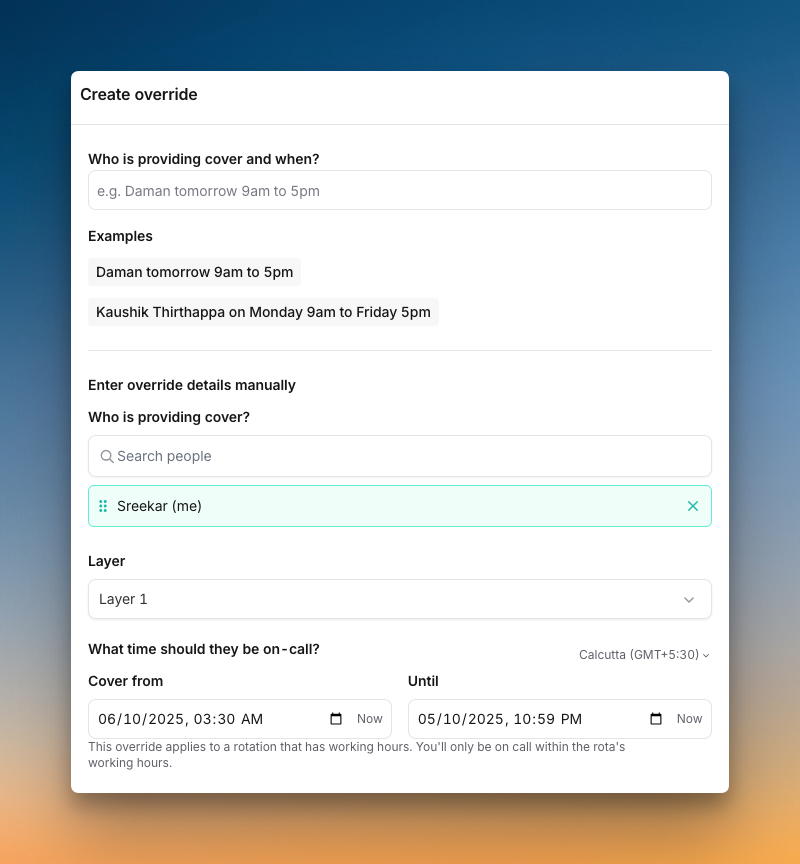 No option to add comments to overrides (Incident.io)