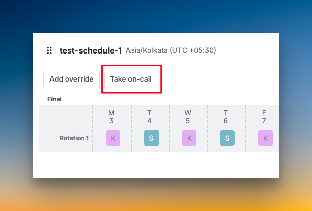 "Take On-Call" option in JSM