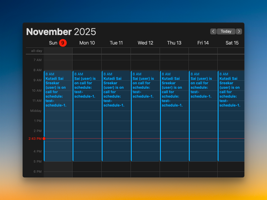 JSM schedule exported to Apple Calendar