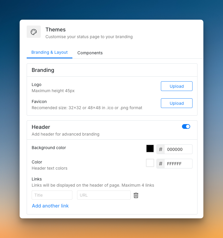 A few customization options of Status Page (Spike)