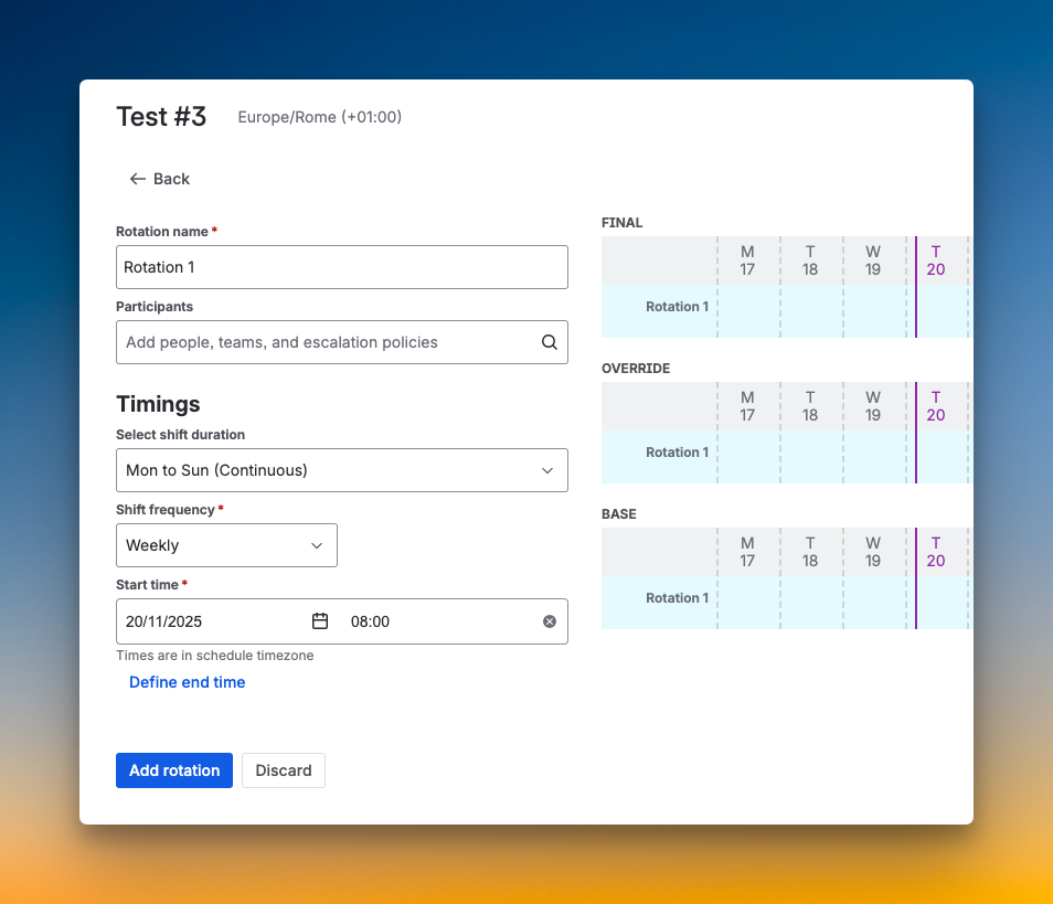 Creating on-call schedule in JSM