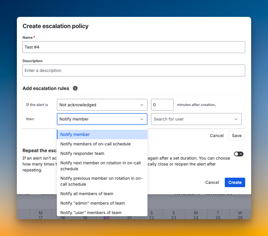 Creating escalation policy in JSM