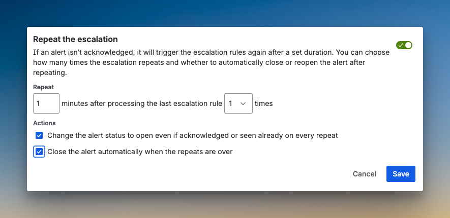 Repeat escalation and other customization in JSM