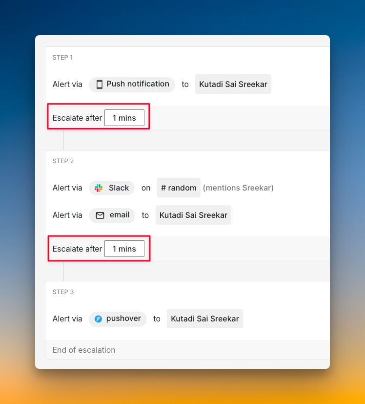 Relative delay time in escalation policy (Spike)
