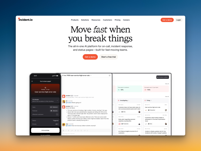Incident.io's homepage