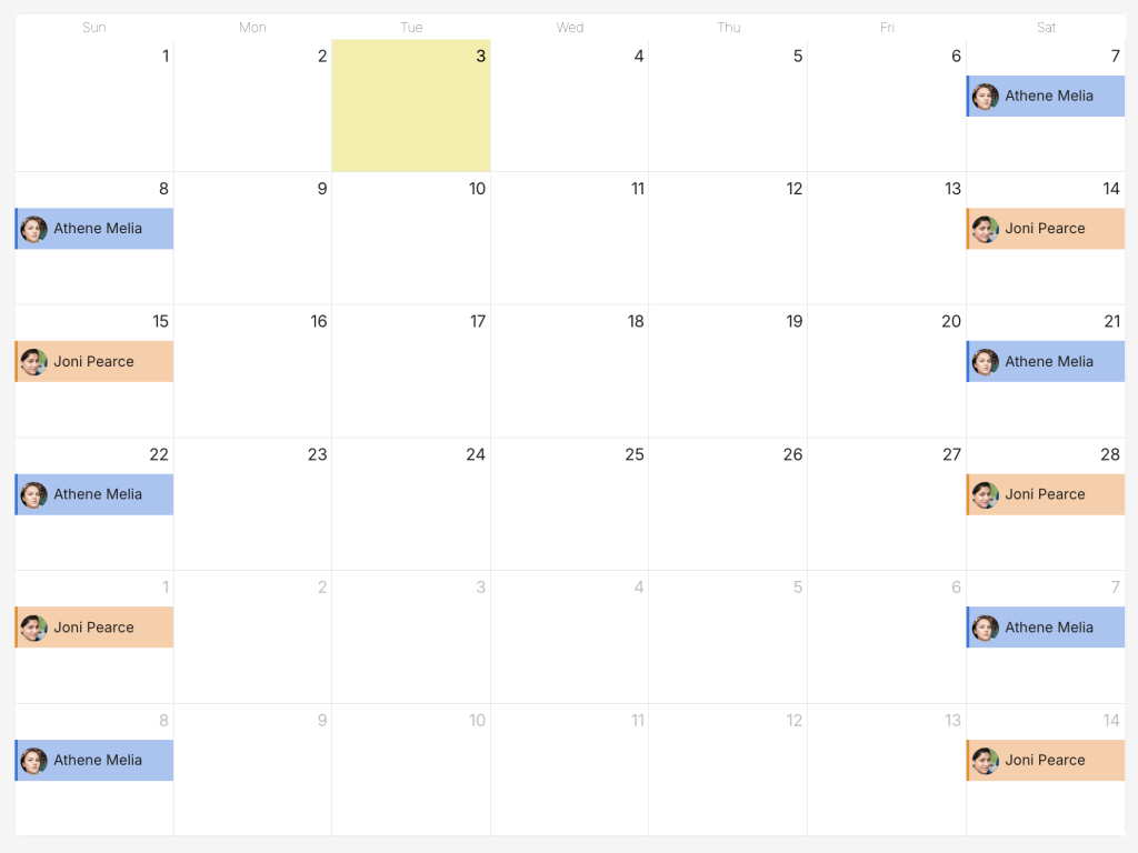 Weekend coverage with two people